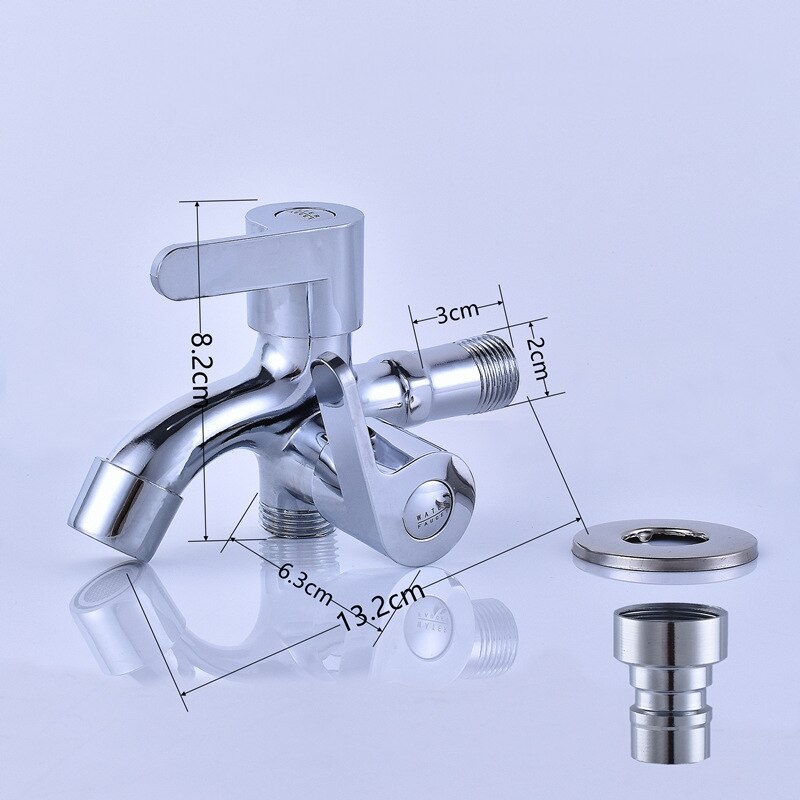 Zinc Alloy Chrome Double Faucet Wall Mount Washing Machine Mop Faucet Multi-Function Outdoor Balcony Water Tap Laundry Bibcock: D