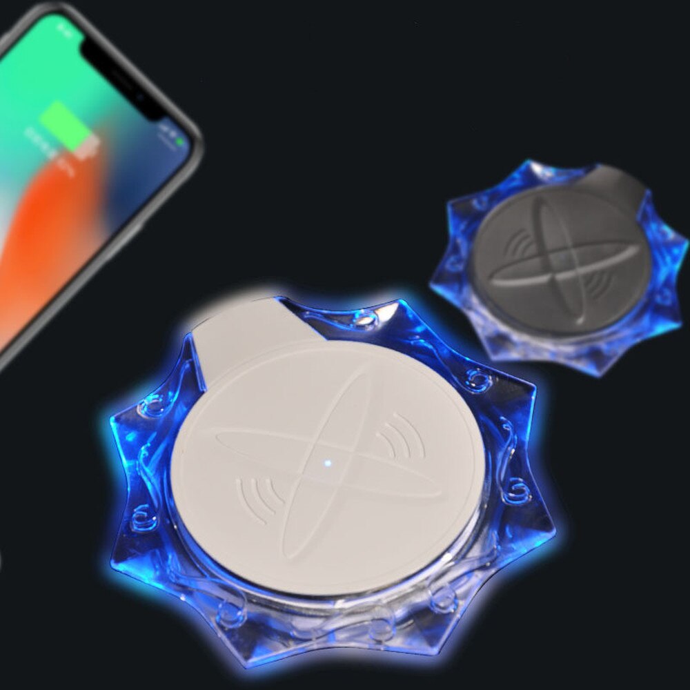 Draadloze oplader voor iphone en android qi-oplaadpad, ultradunne, verlichte, kristalheldere draadloze oplaadpad