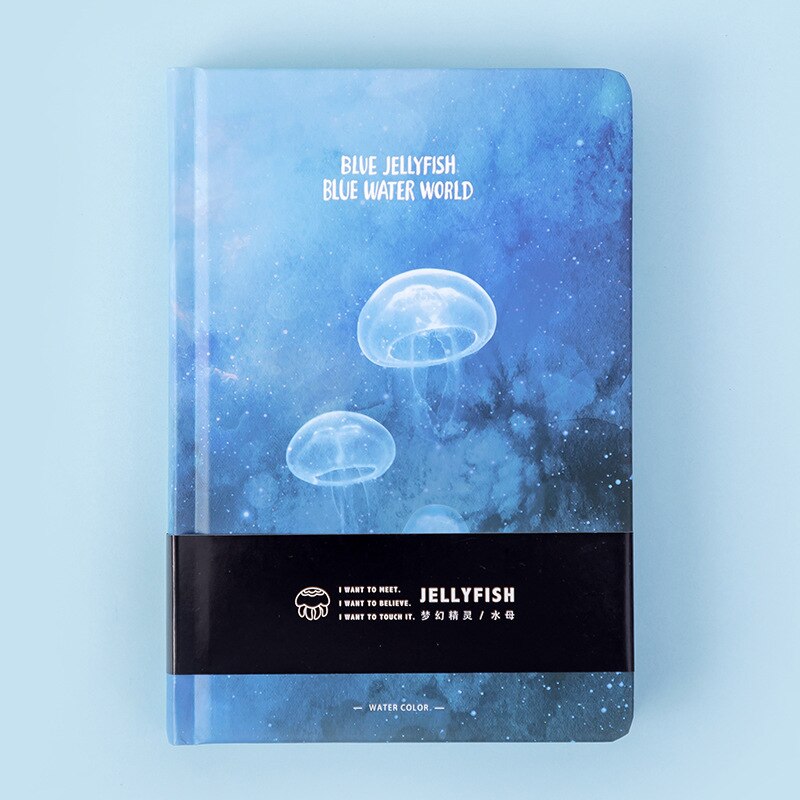 2022 Blue Jellyfish Notebook A5 Blank Color Art Drawing Papers Journal Hard Cover Note Book Korean Stationery: B