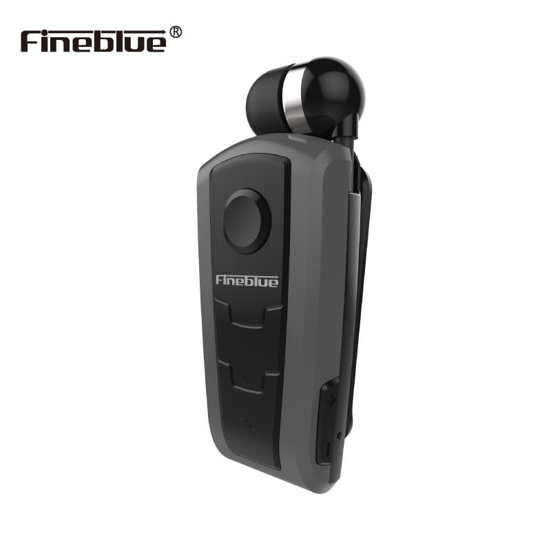 FineBlue F910 Bluetooth Headset - Clip-on, Vibration Alarm, Retractable Cord, Hands-Free Calling