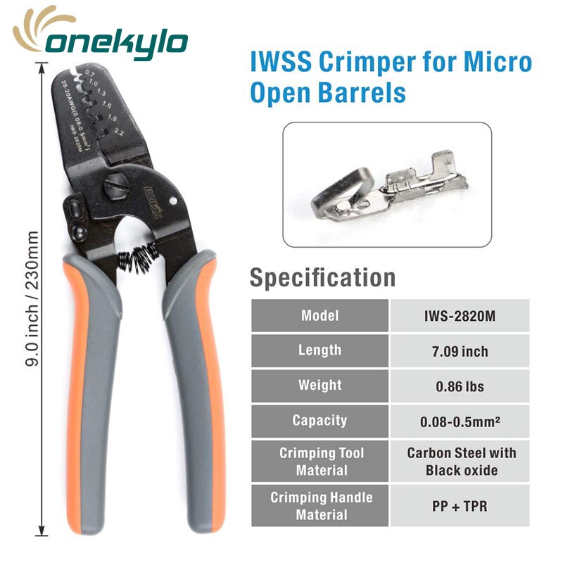 Iws -2820 crimper plier iwiss mini micro open barrel crimpværktøj til awg 28-20 jam molex tyco jst 2.54 terminaler og stik