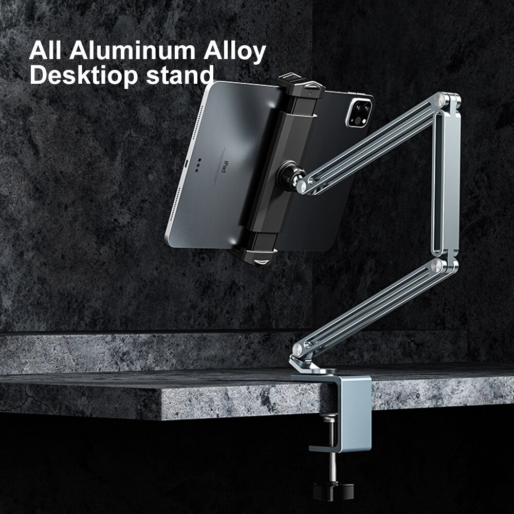 Tablet stand, adjustable aluminum phone holder, desk clamp for ipad pro 12,9, 11 mini, kindle, xiaomi mipad, lenovo desktop