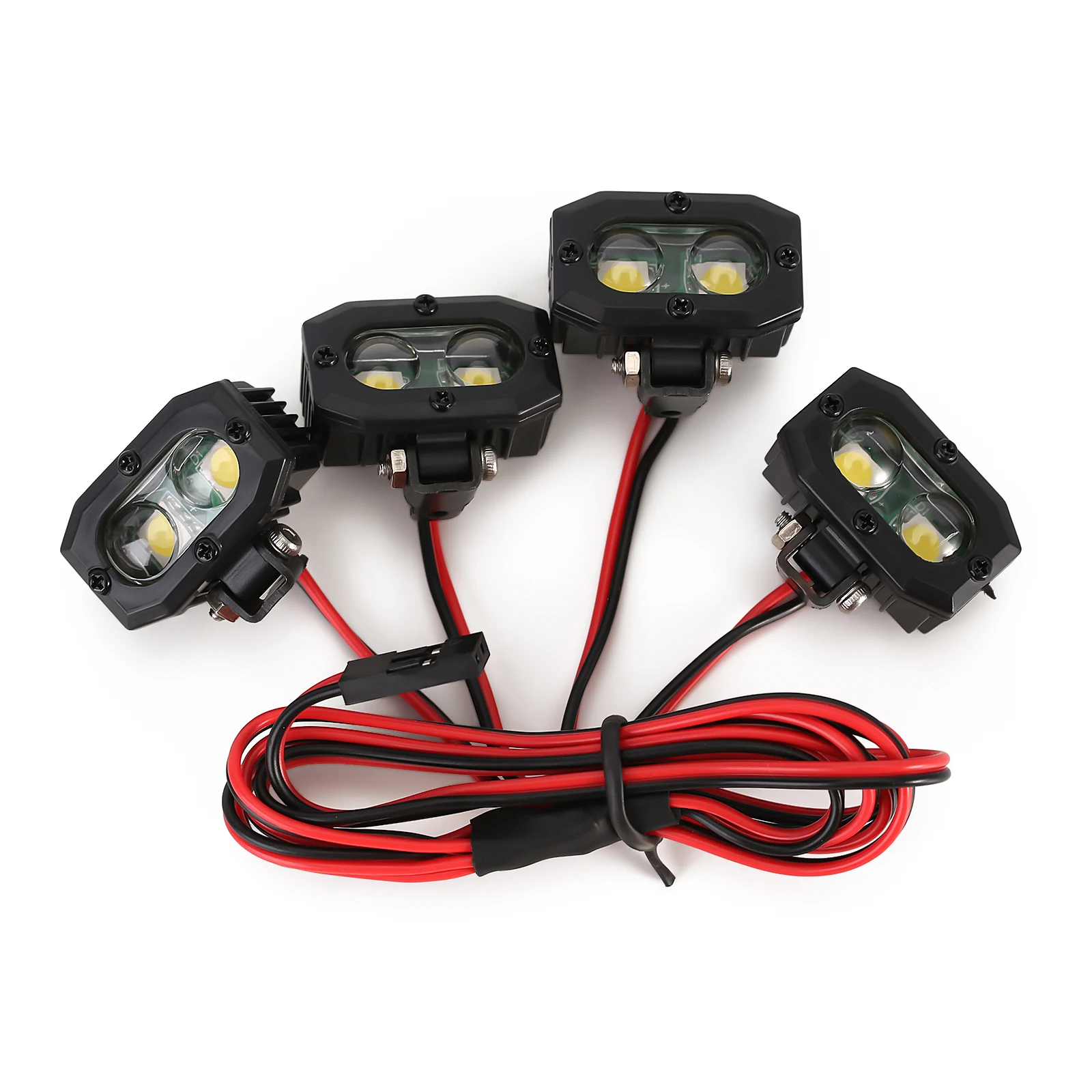INJORA RC Car Bright LED Lights Headlight Spotlight for 1/10 RC Crawler Axial Traxxas TRX4 TRX6 SCX10 90046 Wraith Redcat Gen8: 4-Lights D