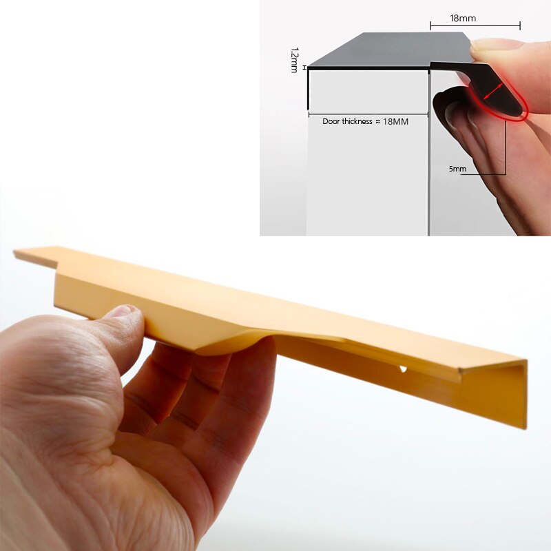 Gold Edge handle Black long handle No groove Drawer pulls Furniture wardrobe doorknob Kitchen bathroom cabinet hardware 30-150cm