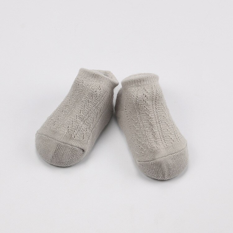 0-24M Baby Mädchen Weiche Baumwolle Socken Neugeborenen Jungen Beinlinge Kurze Gittergewebe Atmungsaktive Socken Mädchen Gestrickte Hohl aus Netto Socken: Grau / S