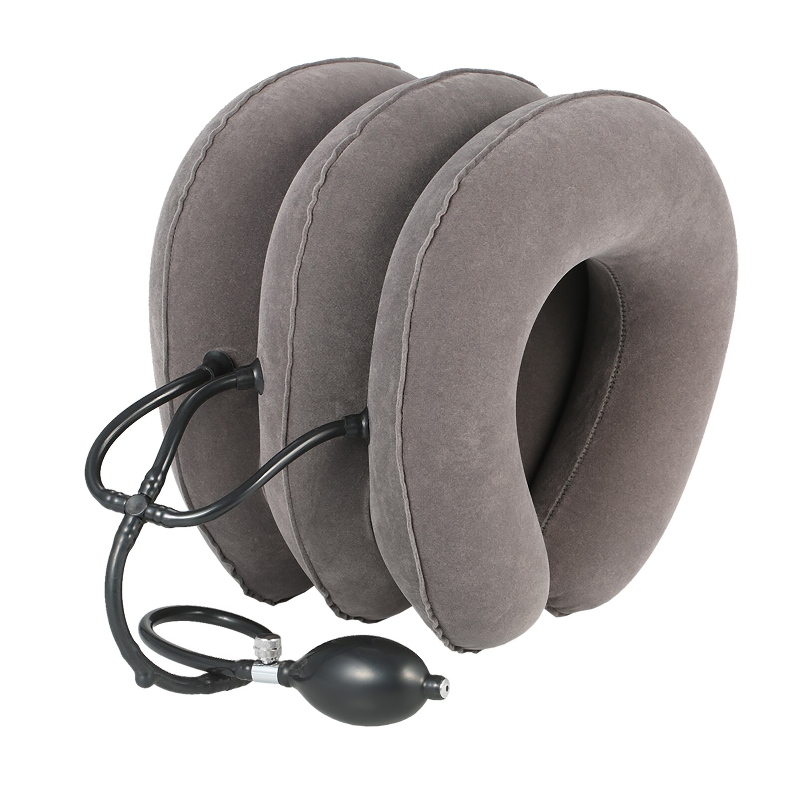Pinched Nerve Neck Stretcher Cervical Traction Device 3 Tube Inflate Neck Stretcher Collar Pain Relief for Chronic Neck Pain: Grey