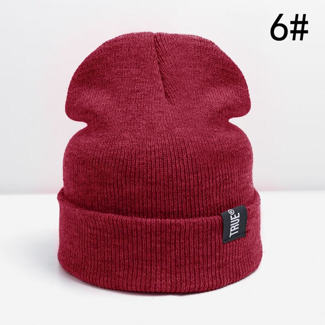 Winter baby muts gebreide kinderen jongens mutsen muts effen katoen baby meisjes mutsen muts herfst winter kinderen muts warme verdikte muts: Donkerrood