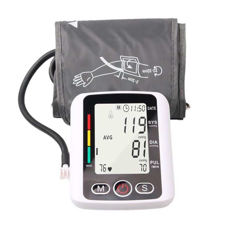 Automatic Upper Arm Blood Pressure Monitor BP Monitor Heart Rate Pulse meter Wrist Sphygmomanometer: Upper Arm