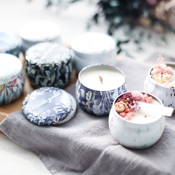 1set Candle Aromatherapy Iron Box Round shape DIY Candle Container Handmade Candle Material just box