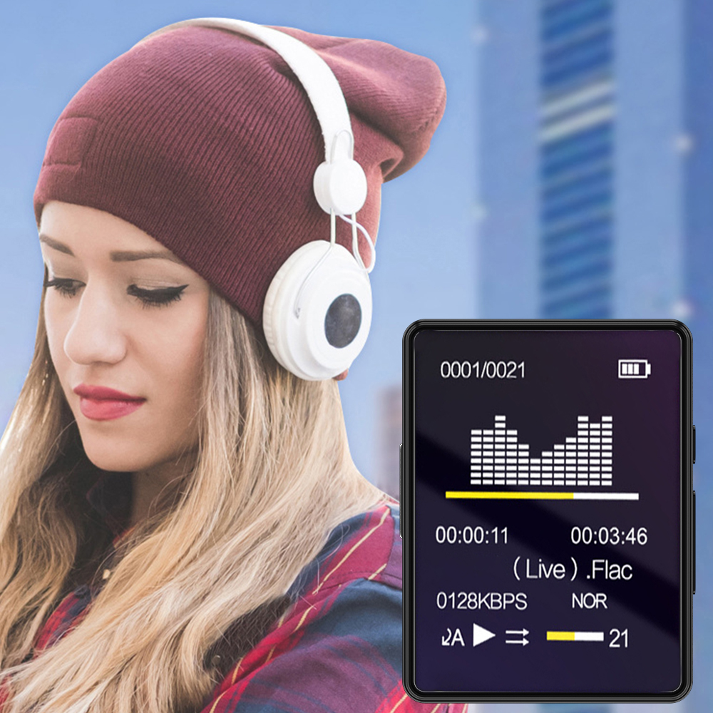 Bluetooth 5.0 Mini-MP3-Player 1,77 Zoll Studentensport Walkman Unterstützt Aufnahme Wecker Zeitanzeige usw.