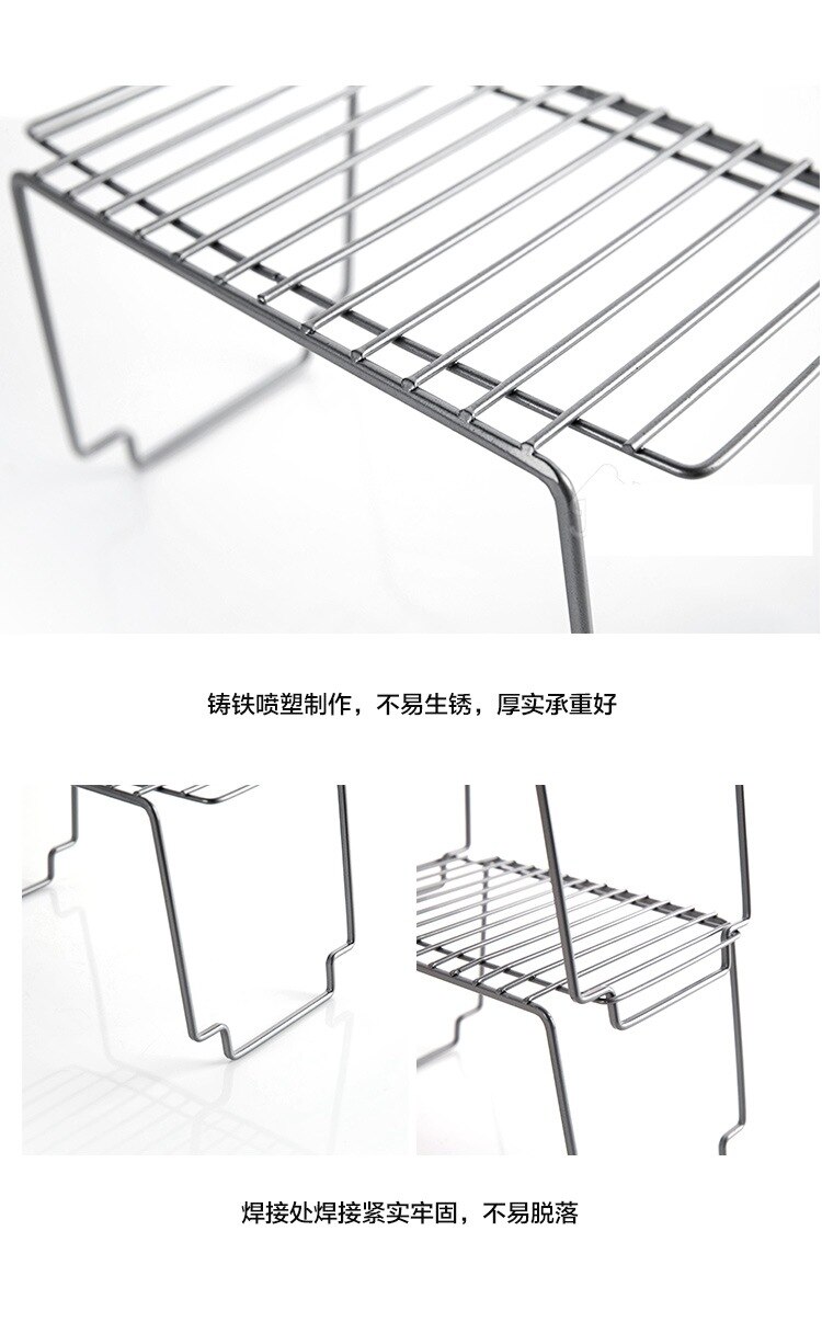 Kitchen Storage Rack Metal Cupboard Storage Shelf Non-Skid Spice Rack Multilayer Superposition Organizer Bathroom Saving Space