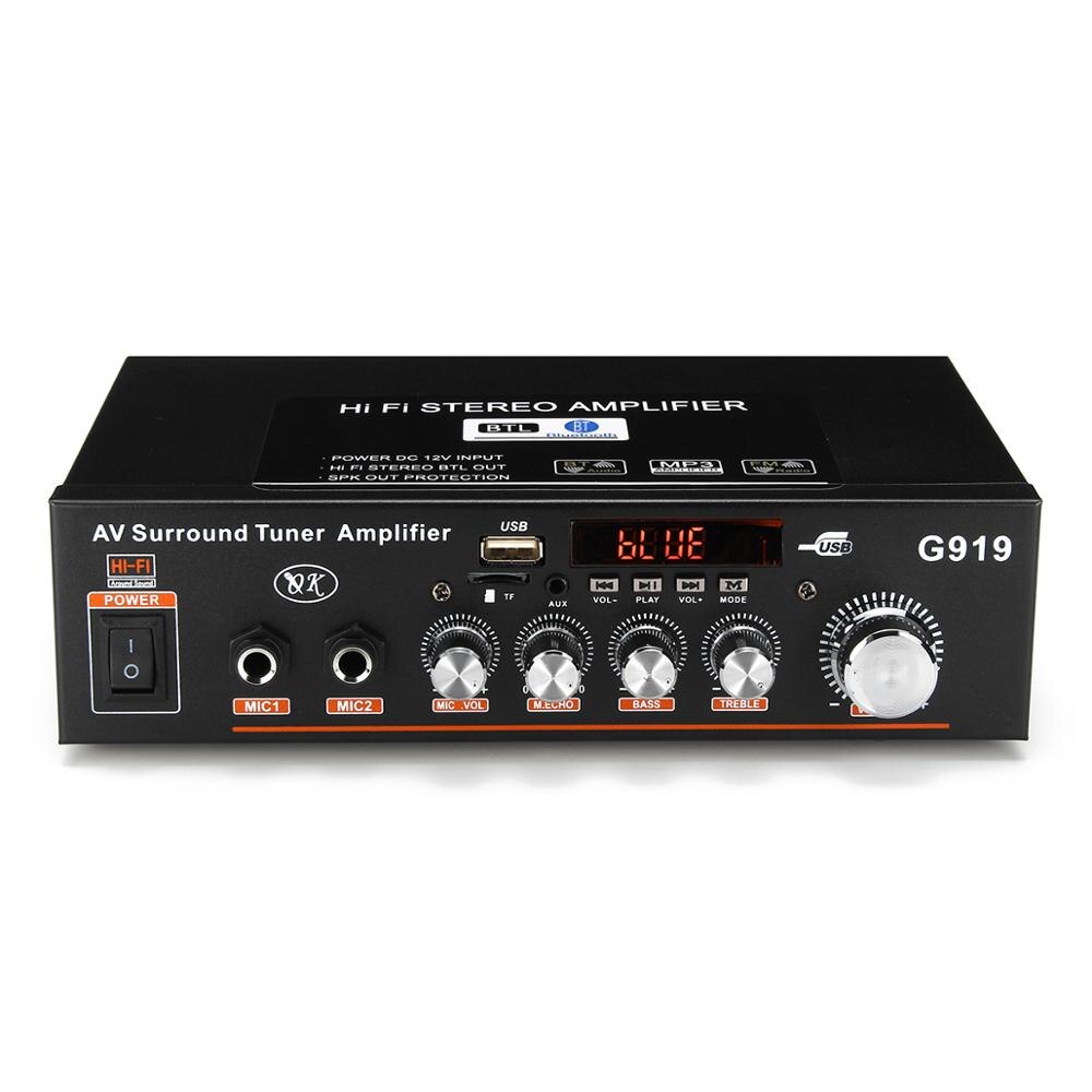 360W G919 Mini Amplificador Audio bluetooth Stereo Power Amplifier FM SD Hifi 2CH Amp Music Player Power Amplifier Car 12V 220V