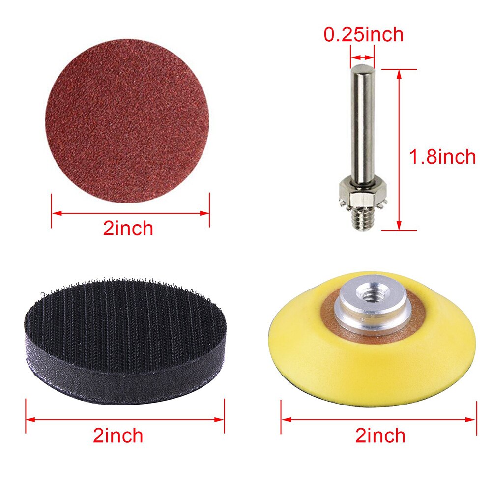 203pcs Set 2" Sandpaper Sanding Discs Hook Loop Sanding Paper Buffing Sheet 240/320/400/600/800/3000 Grit Sander Polishing Pads