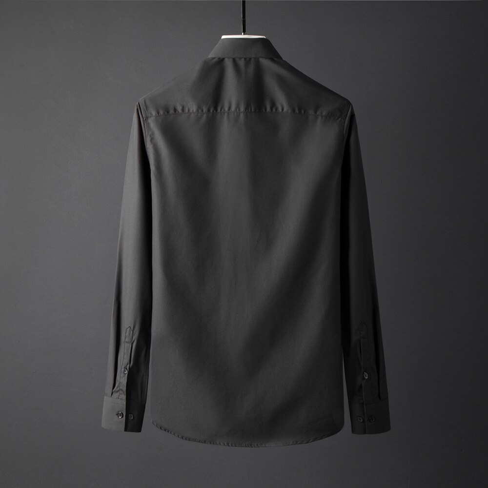 Enfärgade herrskjortor lyxiga kristalldiamantskalle långärmade herrskjortor slim fit fritidsskjortor plus storlek 4xl