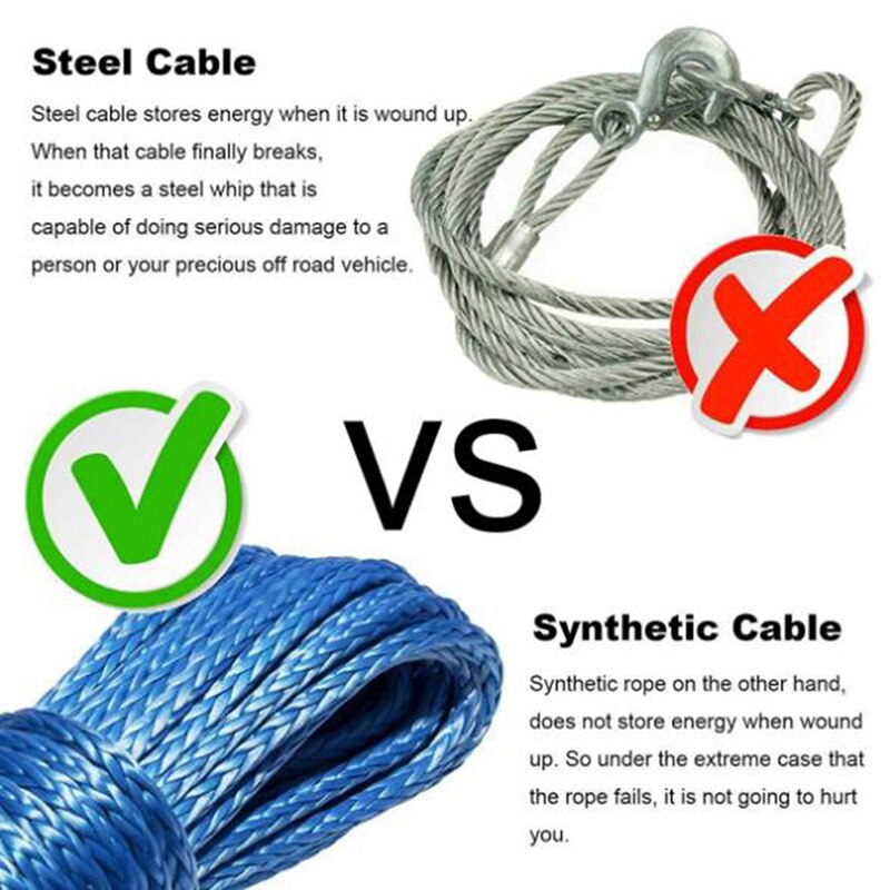 1/4 ''X50 12 Strand Off-Road Uhmwpe Synthetische Slepen Lier Touw Met 1.5M Mouw En Vingerhoed Voor atv/Utv/Suv/4X4/4WD