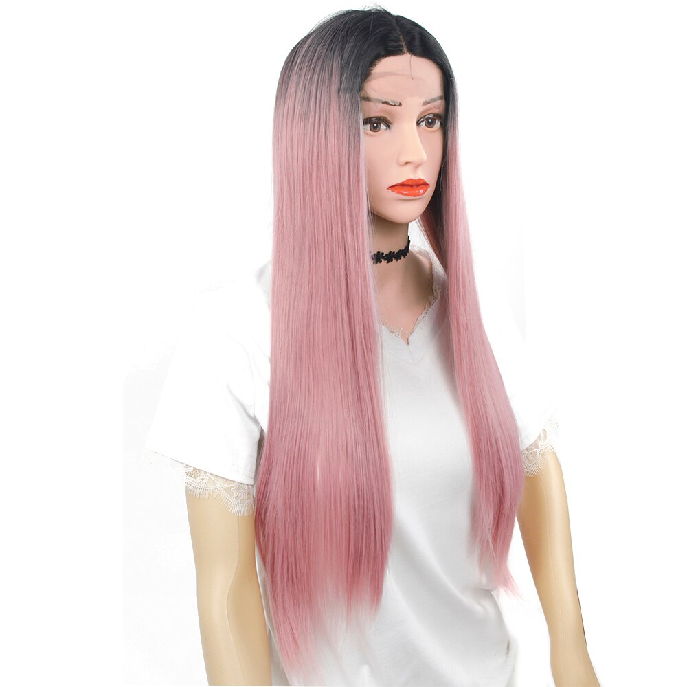 Ombre Blonde lace front wigs For Women Synthetic pink frontal lace wigs Female Long Straight Hair wig for