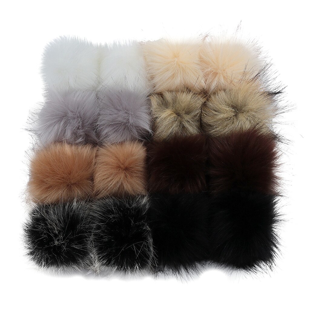 16 Pcs 10Cm Winter Faux Bont Bal Vrouwen Pompom Auto Tas Sleutelhanger Sleutelhanger Elastische Diy Sleutelhanger Konijn Haar lamp Zakken Decor