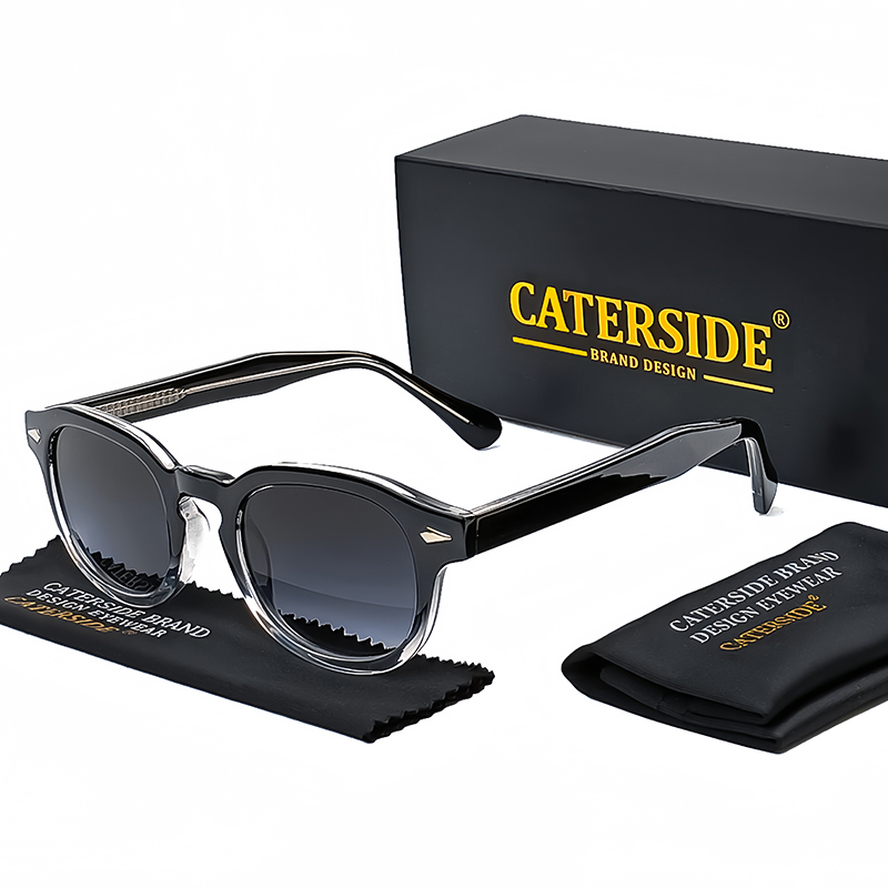CATERSIDE, gafas de sol redondas Retro para hombre, gafas de sol Punk con Pin de ácido propiedónico, gafas de sol de lujo para mujer, gafas deportivas de ocio para UV400: Transparente