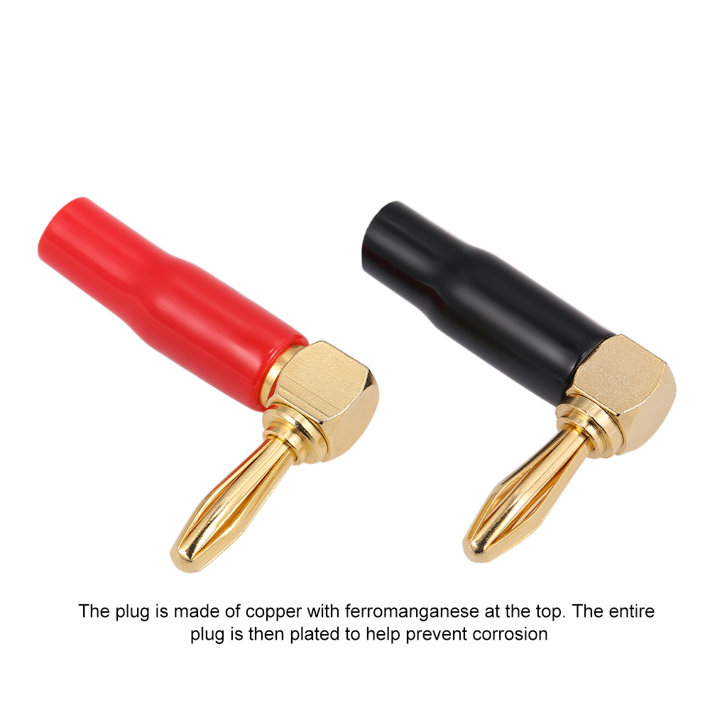 Connector met Zwarte + Rode Banaan Plug op Haakse 24 K Plated Banaan Kabel Schroef Plug Connector