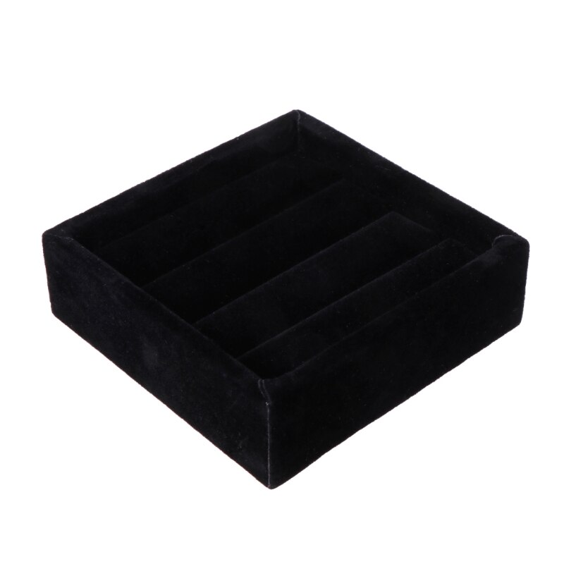 Fluwelen Sieraden Earring Ring Display Box Lade Houder Opslag Showcase Organizer: Black