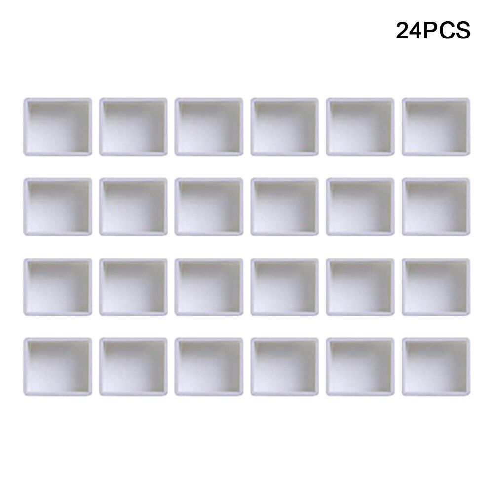 Durable Drawing Accessories Palette Empty Half Case Artists Mini Watercolor Paint Pan Art Supplies Beginner White Grid Student: 24pcs
