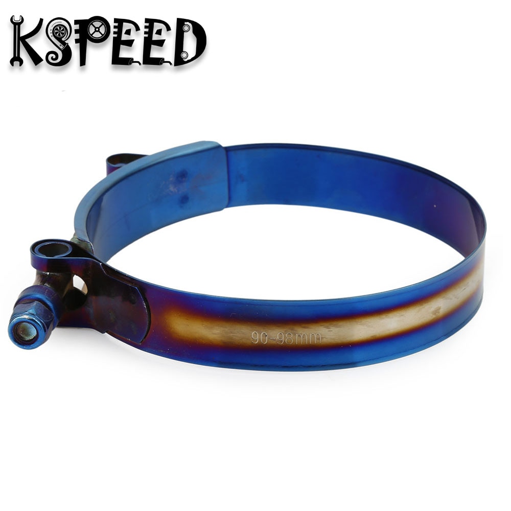 Universal Stainless Steel Hose Clamp Kit Adjustable Titanium Blue Clamp 1.75" inch to 3.75" inch 53mm to 105mm