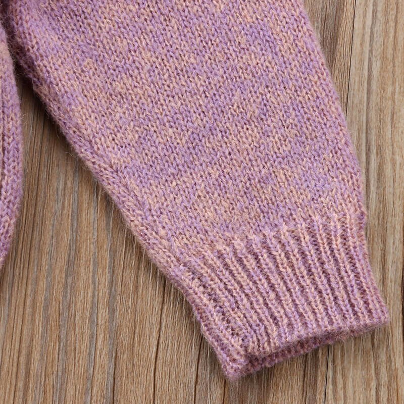 Winter herfst baby kinderen babymeisje gebreide ruches lange mouwen warme trui vest ronde hals schattige mooie topjes casual bovenkleding