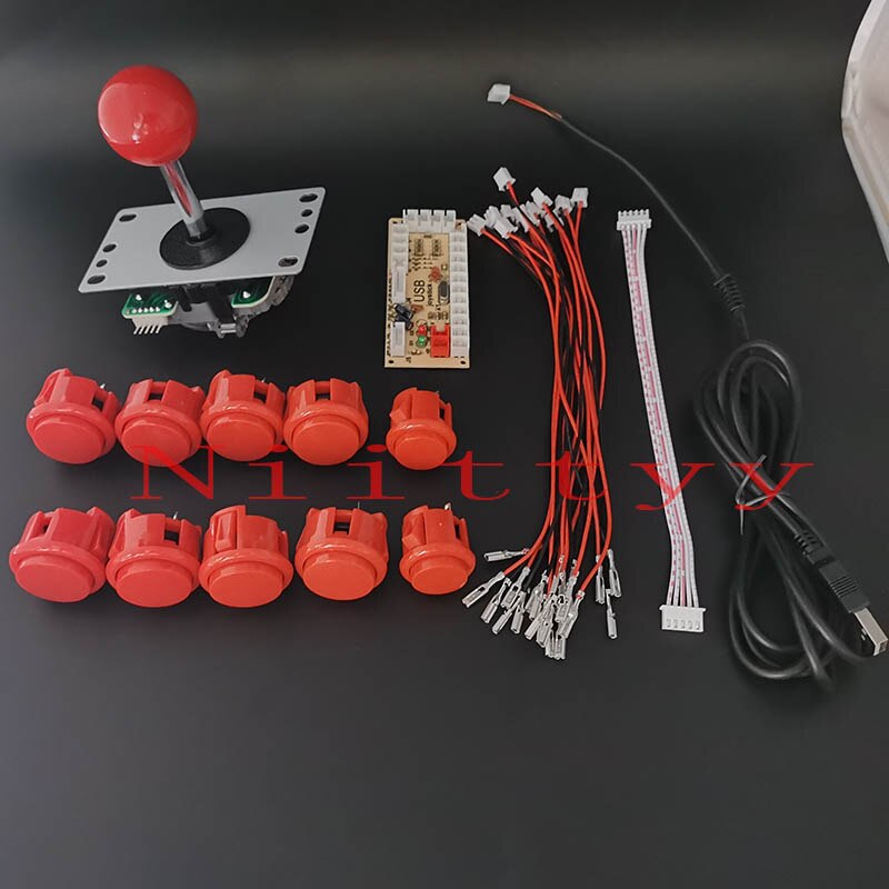 DIY Arcade joystick kit 5 pin Joystick Arcade SANWA Push Button Zero Delay USB Board With Wires for PC joystick plate