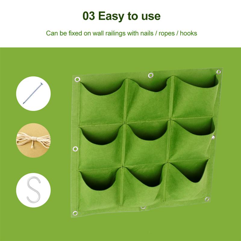 Suporte de plantas para parece, saco verde de plantio de vegetais com 9 18 49 72 bolsos, jardim vertical, material doméstico