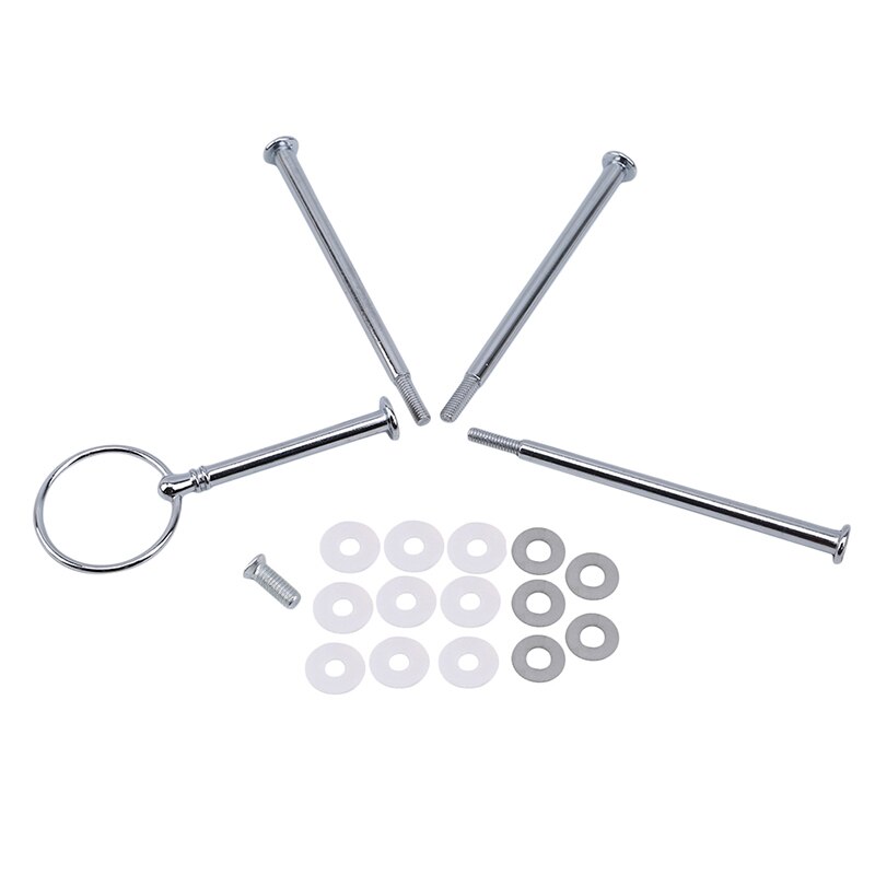 Cake Holder Multi-Style 2/ 3 /4 Tier Cake Plate Stand Handle Fitting Metal Wedding Party Without The Plate Decorating Tools: 4 layer Silver