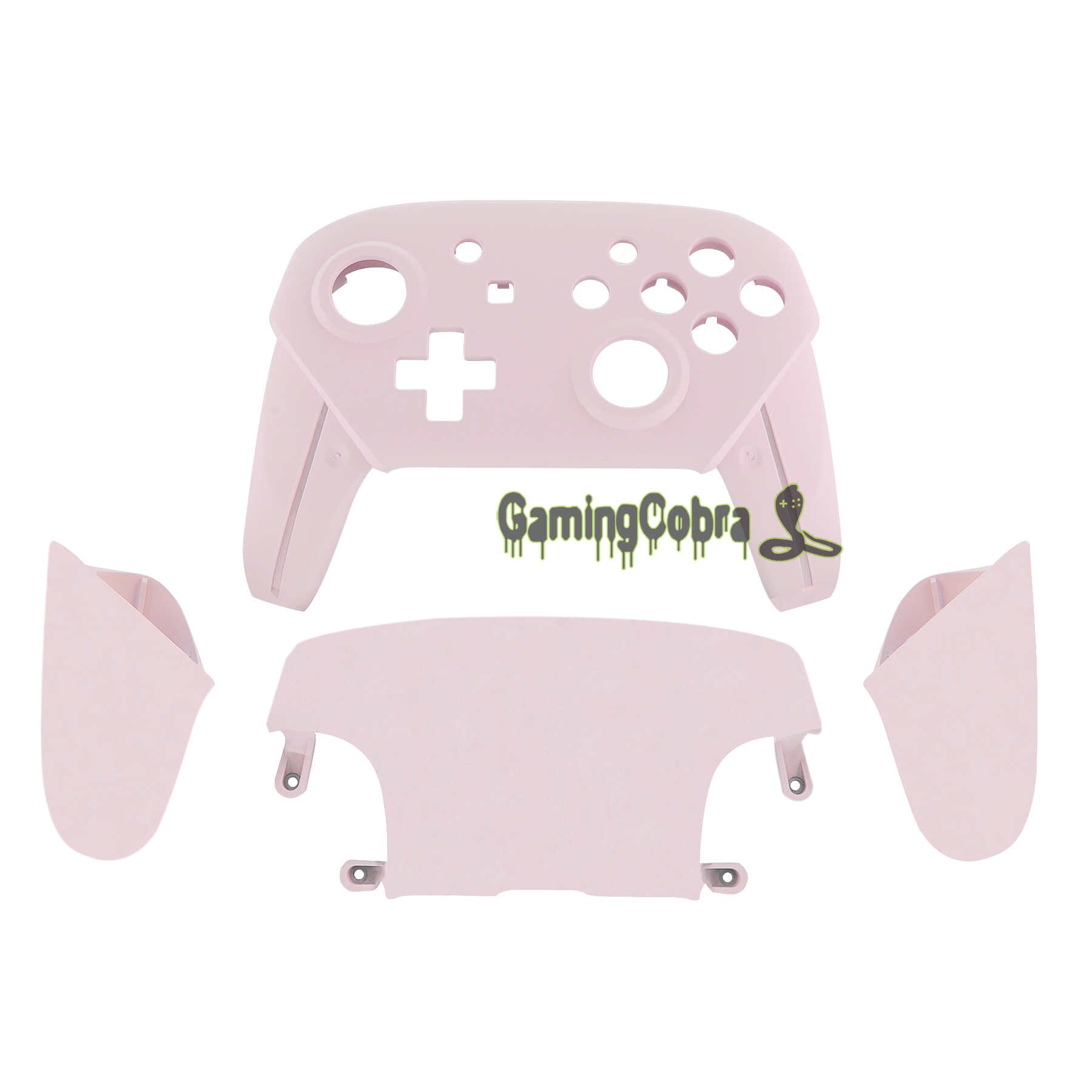 EXtremeRate Frontplatte Backplate Gehäuse Shell Cover mit Griffe Ersatz für Nintendo Schalter Pro Controller: Sakura Pink