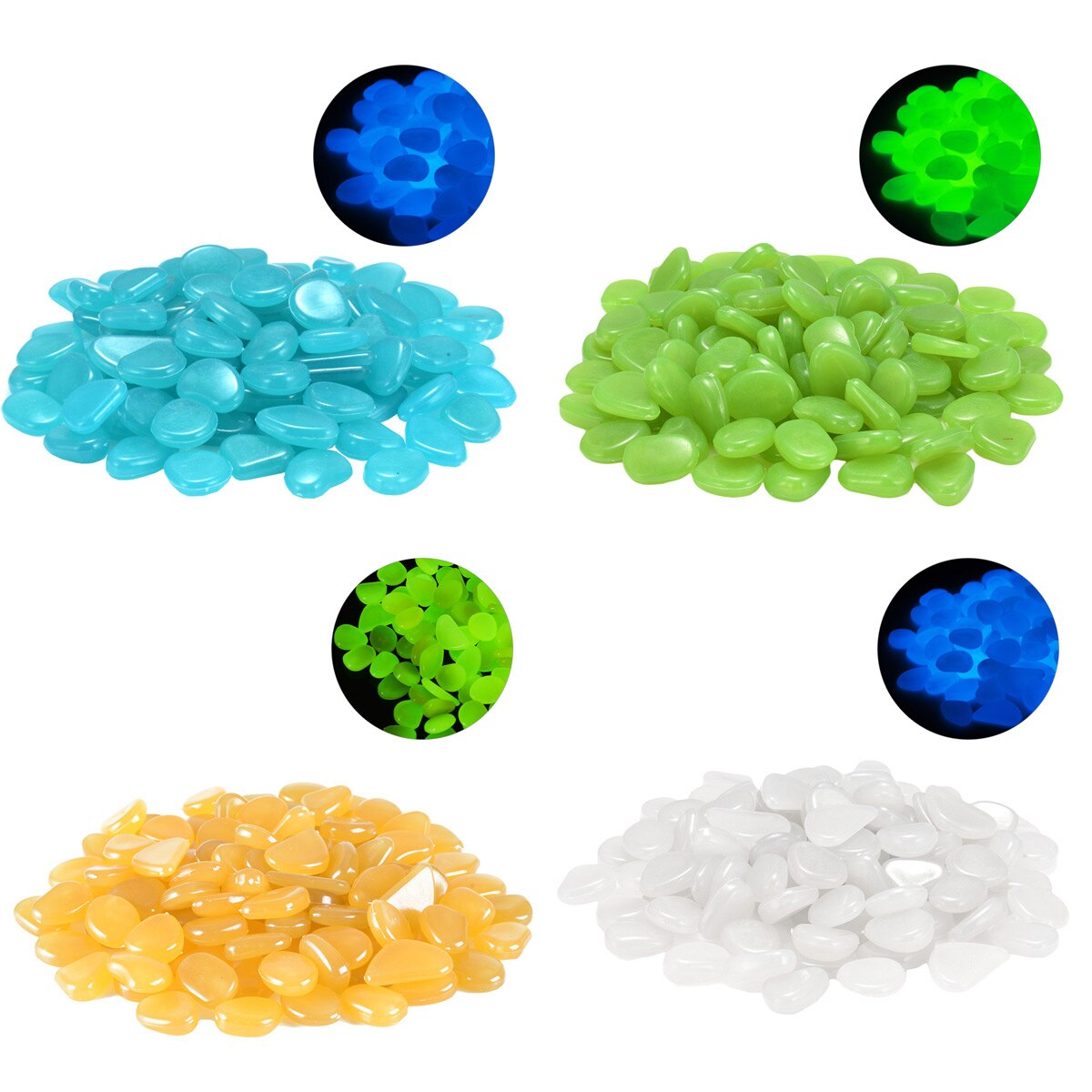 100 stk hage glød i mørk dekor lysende dekorative steiner småstein utendørs akvarium dekorasjon steiner akvarium blanding farge