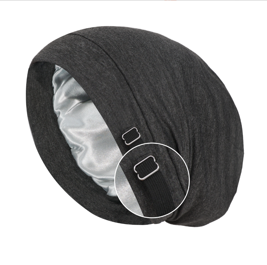 Cappello a cuffia foderato in raso per donna uomo morbido elastico regolato berretto da notte in raso treccia riccia cura dei capelli turbante setoso berretto da notte: Cachi