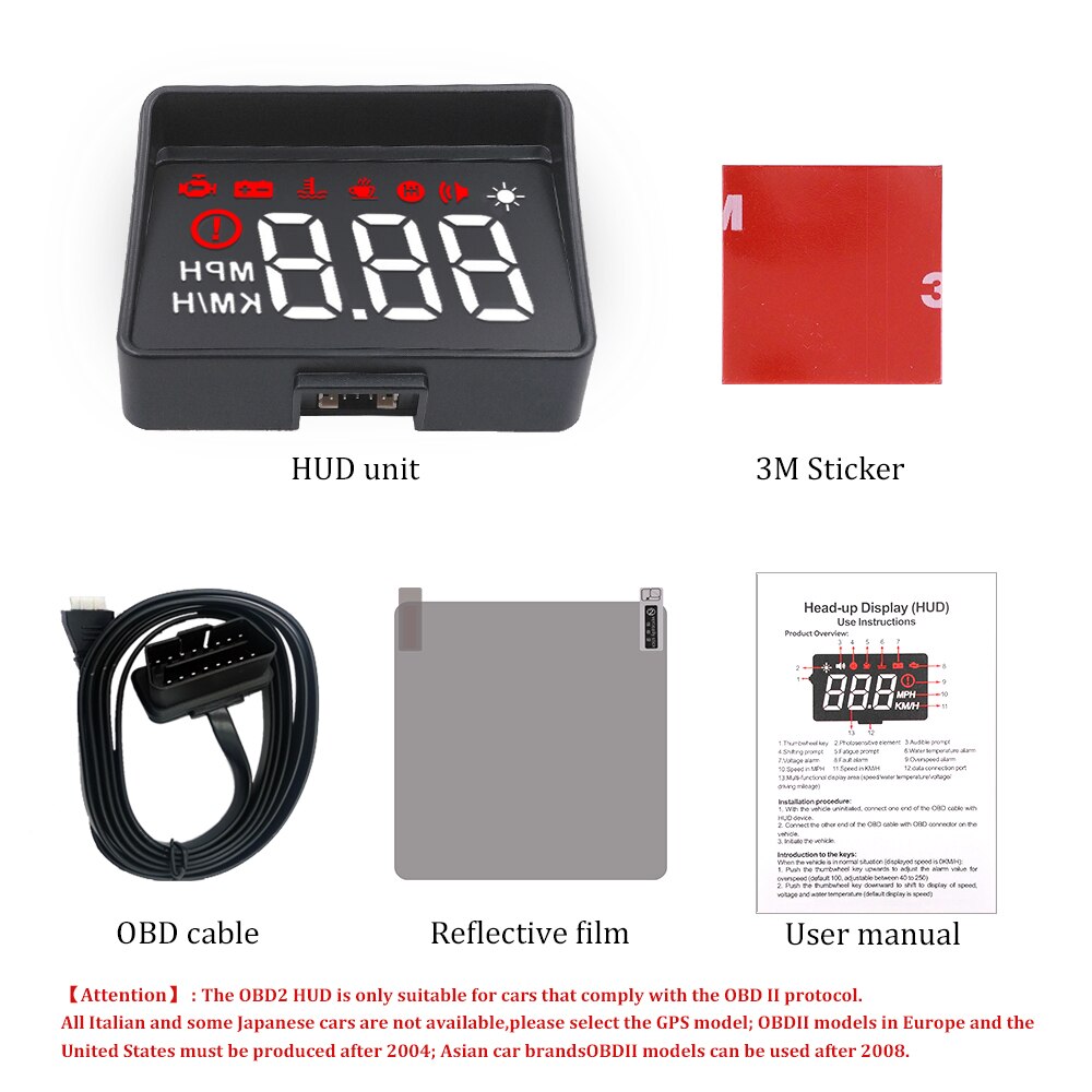 Auto Hud A100s Obd Hud Display Voorruit Projector Temperatuur Hud Display Auto Auto Elektronica Overspeed Waarschuwing Systeem