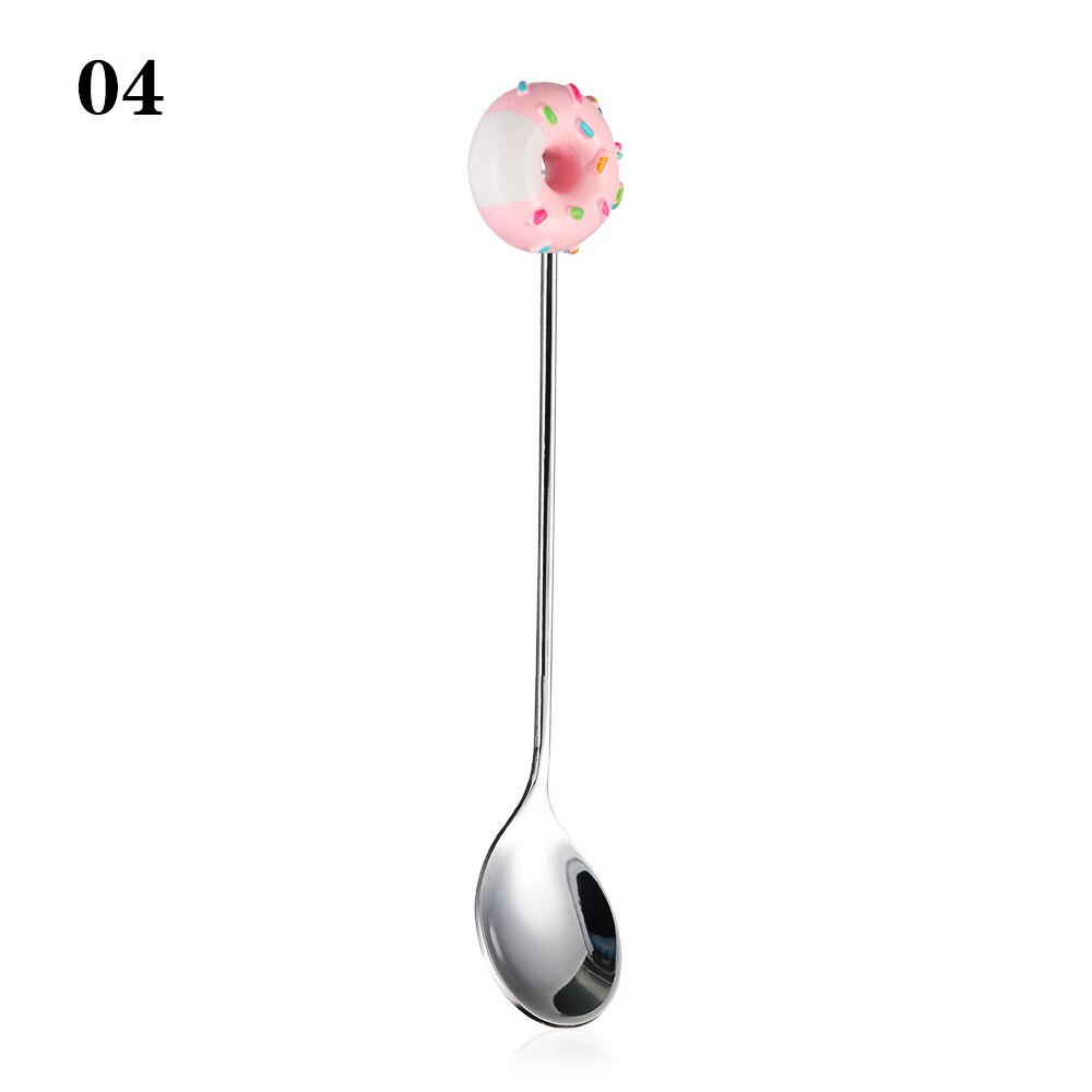 Cuchara de acero inoxidable para postres, minicucharilla para helado, café, removible, tenedor para pastel, cuchara de té, tenedor de fruta, cubiertos de cocina: 4