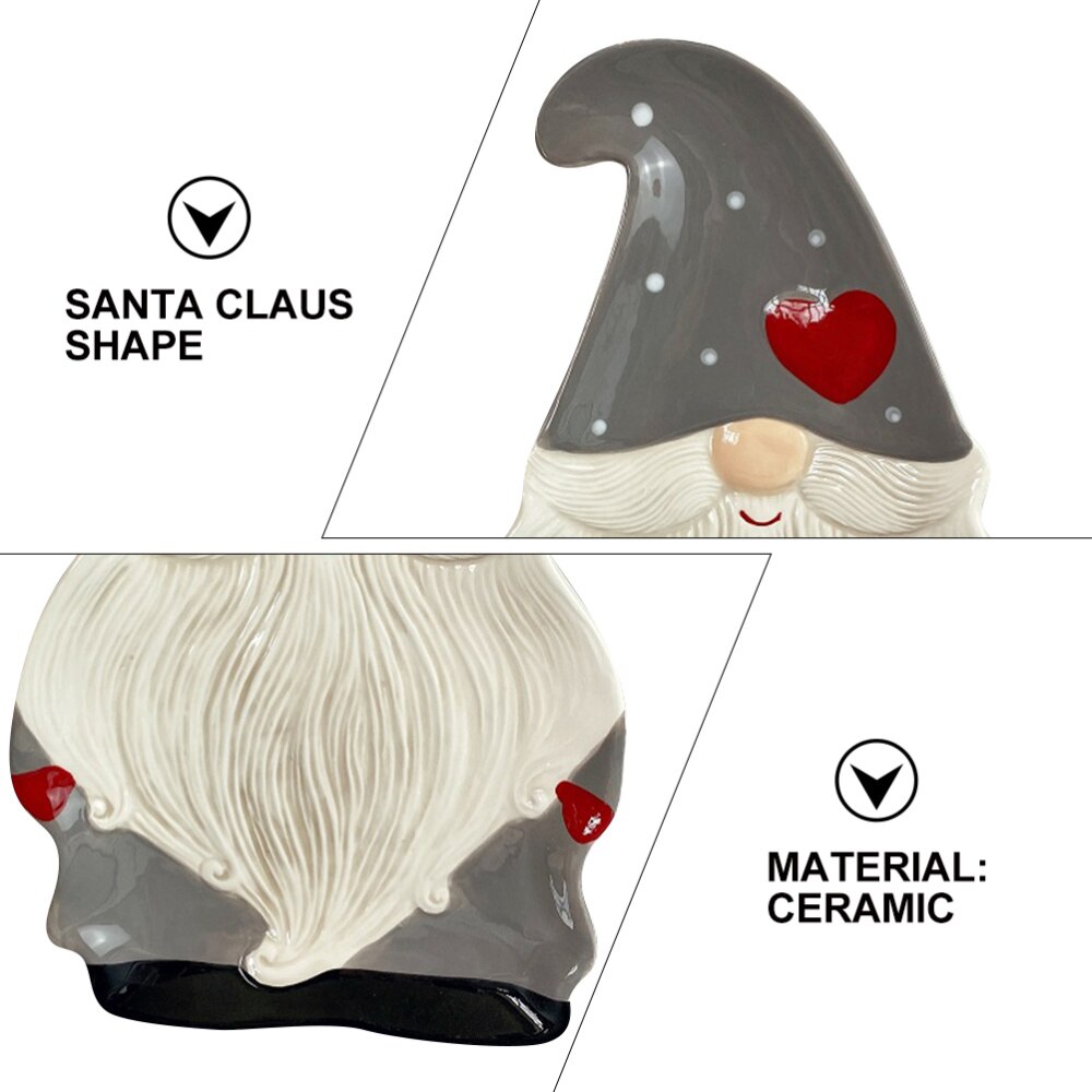 1 Pc Christmas Santa Clause Shape Plate Ceramic Dish Kitchen Tableware