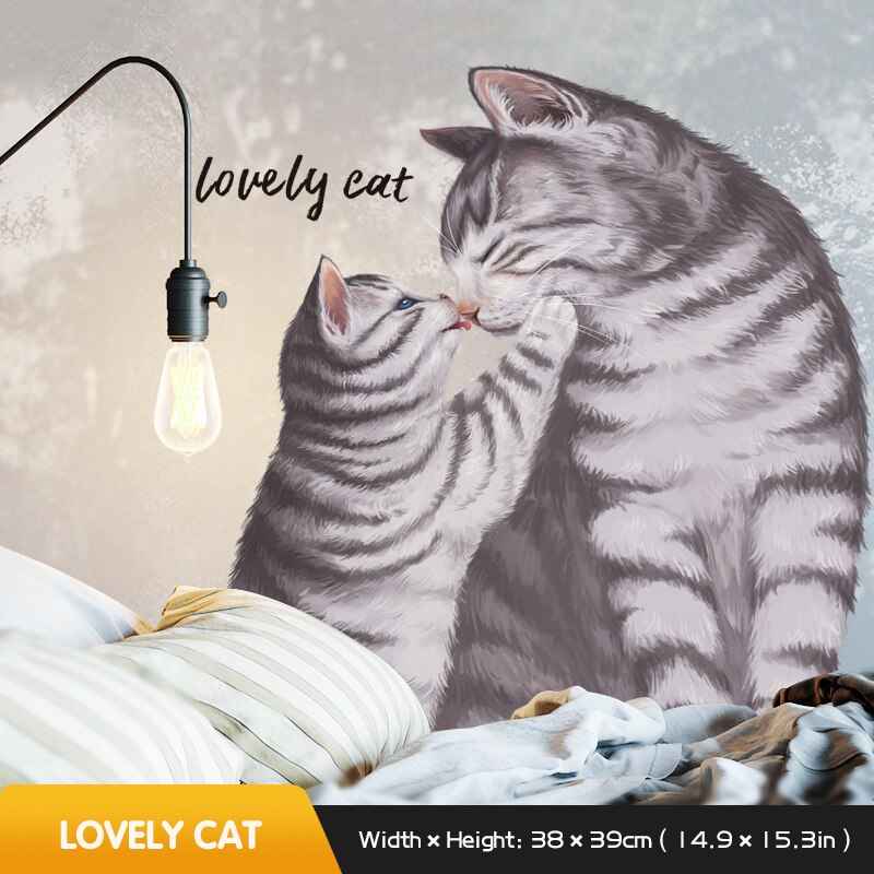 Cartoon wall stickers cute cat sticker bedroom decor girl room decoration self-adhesive home decor living room wall decor: Lovely cat