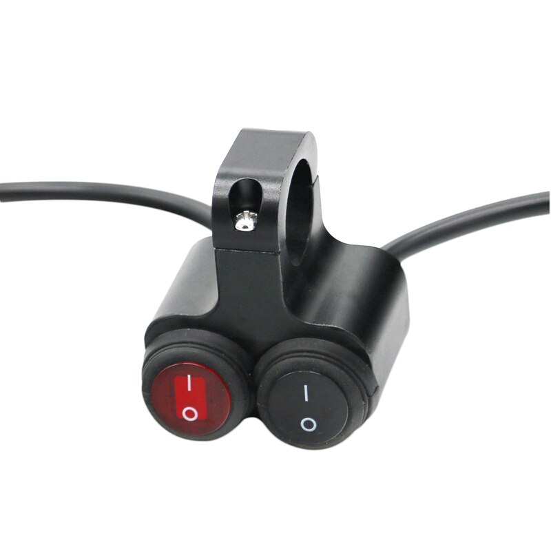 MoFlyeer Motorcycle Handlebar Switch 2 Control Button Motorbike 22mm 7/8" Bar Refit Switches ON/OFF Indicator: RedBlack