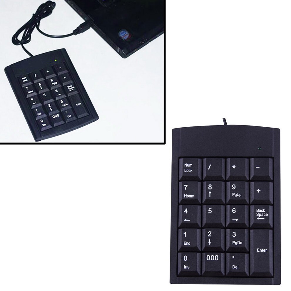 Mini USB Keyboard USB Wired Numeric Keyboard Keypad Adapter 19 Keys for Laptop PC Windows 2000 XP Vista 7 or Millennium Edition