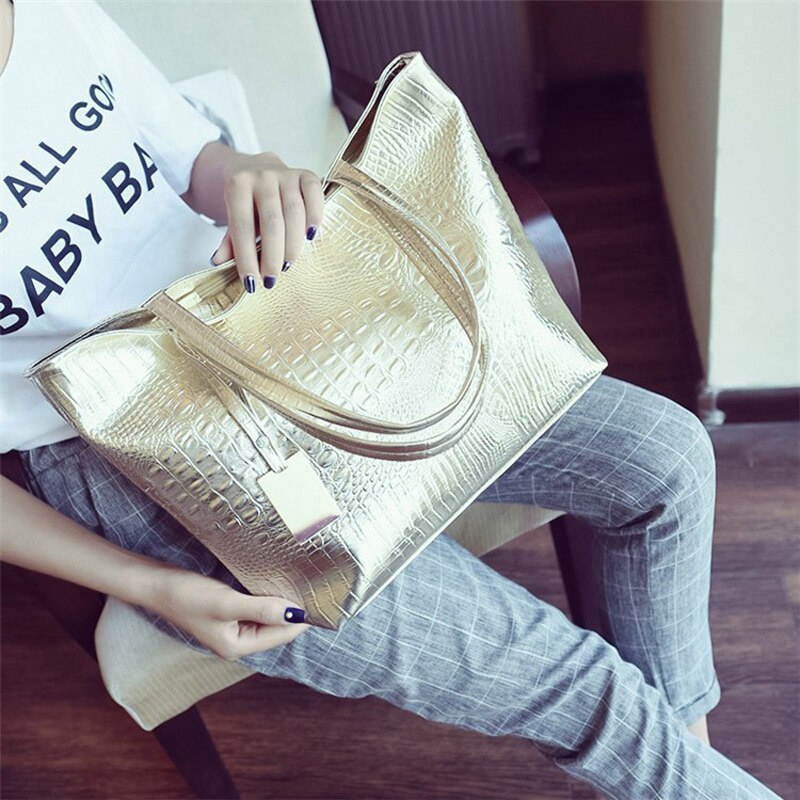 Women's bag soft PU leather crocodile pattern ladies handbag luxury ladies large capacity shoulder bag main