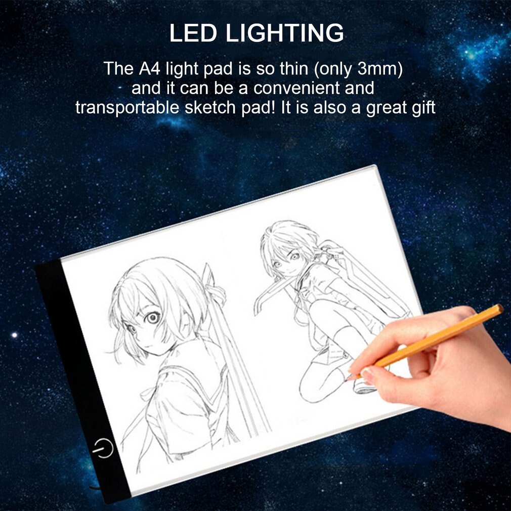 K02 A4 Paper Size Copying Board Ultra Thin LED Luminous Painting Sketch Pad USB Portable Art Tracking Writing Light Panel