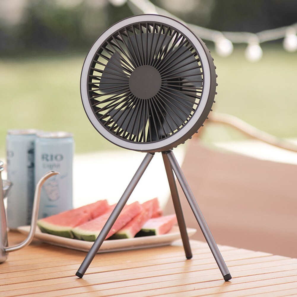 Multifunction Home Appliances USB Chargeable Desk Tripod Stand Air Cooling Fan with Night Light Outdoor Camping Ceiling Fan
