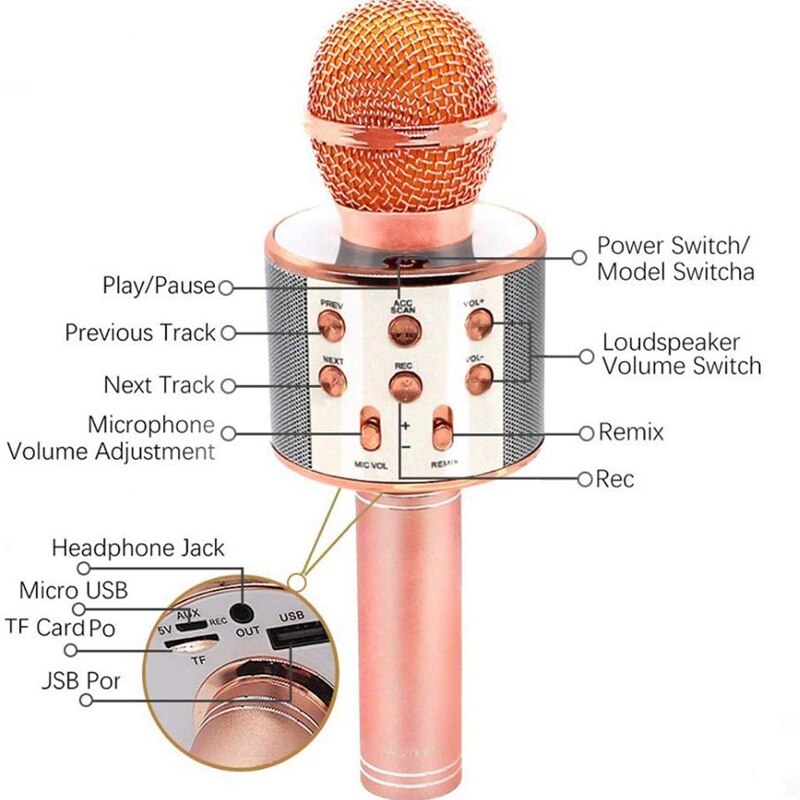 Draagbare Bluetooth Draadloze Microfoon Handheld Karaoke Mic USB Mini Home KTV Voor Muziek Zingen Speaker Speler