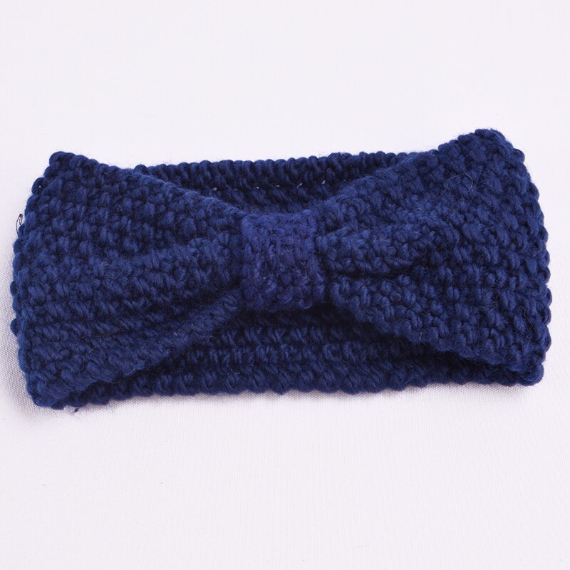 Winter gebreide hoofdband tulband haarband voor vrouwen meisjes baby meisjes haaraccessoires gehaakte strik haarband hoofddoek: Stijl 1 blauw