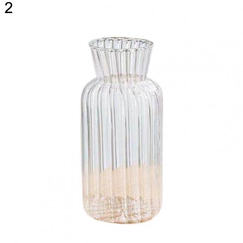 Simple Transparent Glass Vase Versatile Transparent Home Plants Hydroponic Vase Stripe Decorative Flower Vase for Wedding: 2