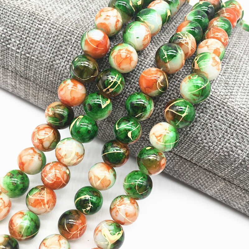 4/6/8mm Grün & Orange & weiß Salat Glas Perlen verlieren Distanz Gemalt Perle Charme DIY Schmuck Machen #10: 4mm