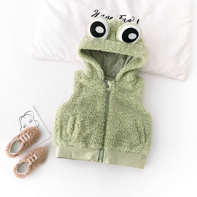 Lente Winter Kids Leuke Cartoon Vest Meisje Vest Jassen Kids Vesten Voor Jongens Meisjes Kleding Kikker Pluche Warm Kids vesten