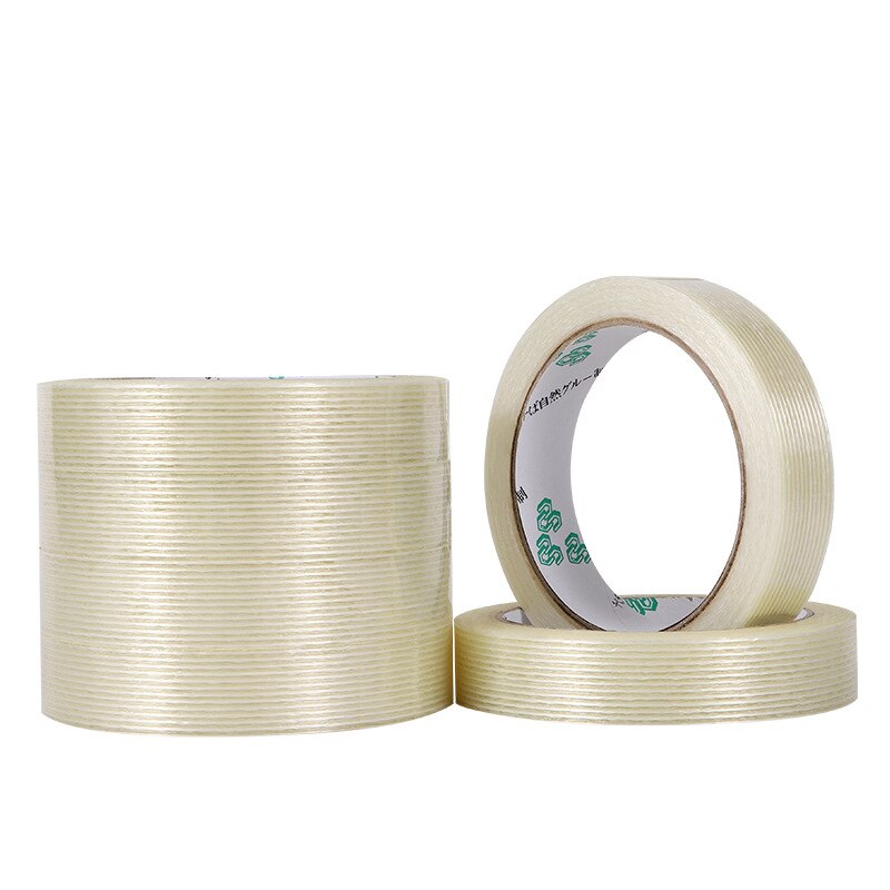 Sterke Glasvezel Tape Voor Vaste Wikkelen Kronkelende Transparant Gestreepte Single Side Adhesive Industriële Strapping Verpakking Seal