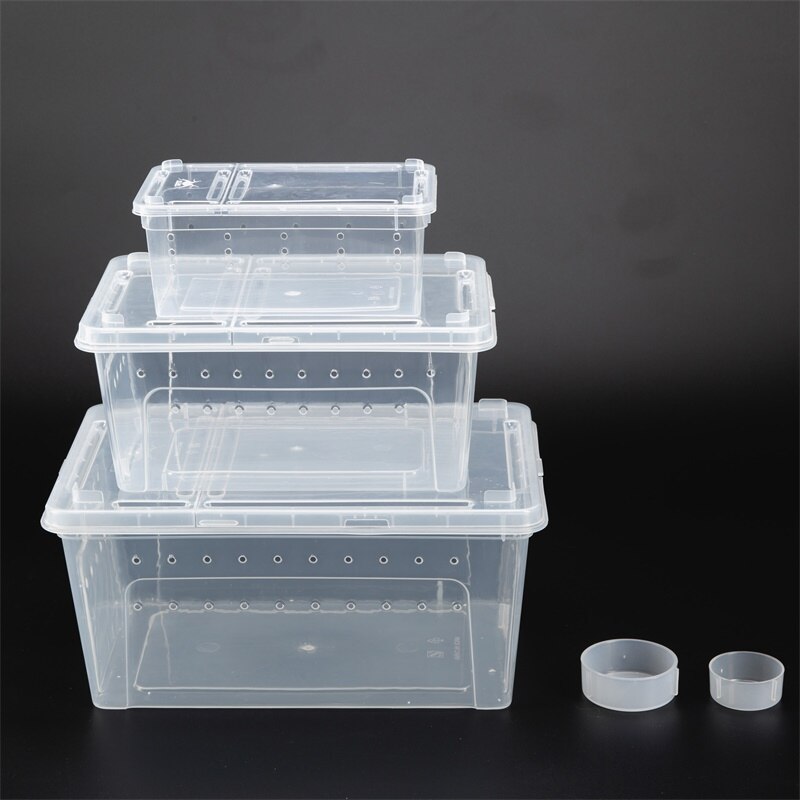 Caja de alimentación, jaula para reptil S/M/L, contenedor para incubación, tanque de cría para terrario, Tortuga, insecto Araña, casa, suministros para mascotas 1 unidad