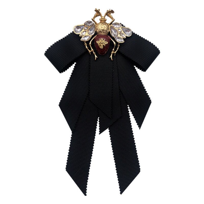 Rétro tissu ruban strass abeille noeud papillon collier broche Bowkont Cravat broches broches pour femmes vêtements bijoux accessoires